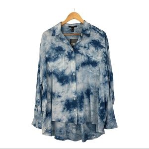 Forever 21 Tie Dyed Oversized Button Up Blouse L